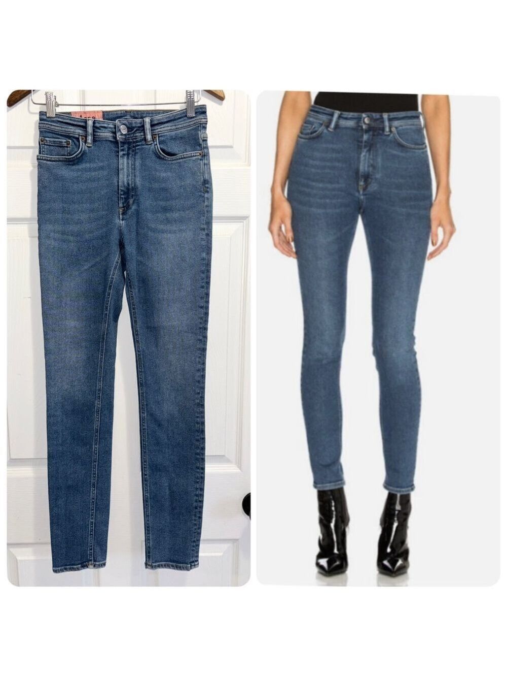 ACNE STUDIOS Bla Konst Peg Mid Blue Skinny Women’s Jeans Size 28 27 x 30